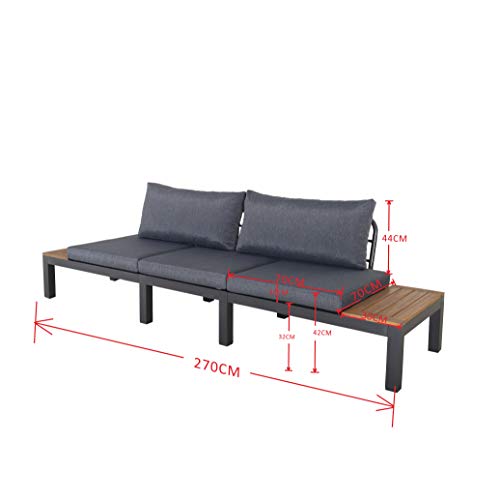 Chicreat Three-Seat Convertible Sofa with FSC Acacia Side Table, 270 x 78 x 86cm - 11